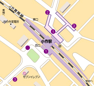 小作駅東口・西口マップ