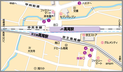 高尾駅南口・北口マップ