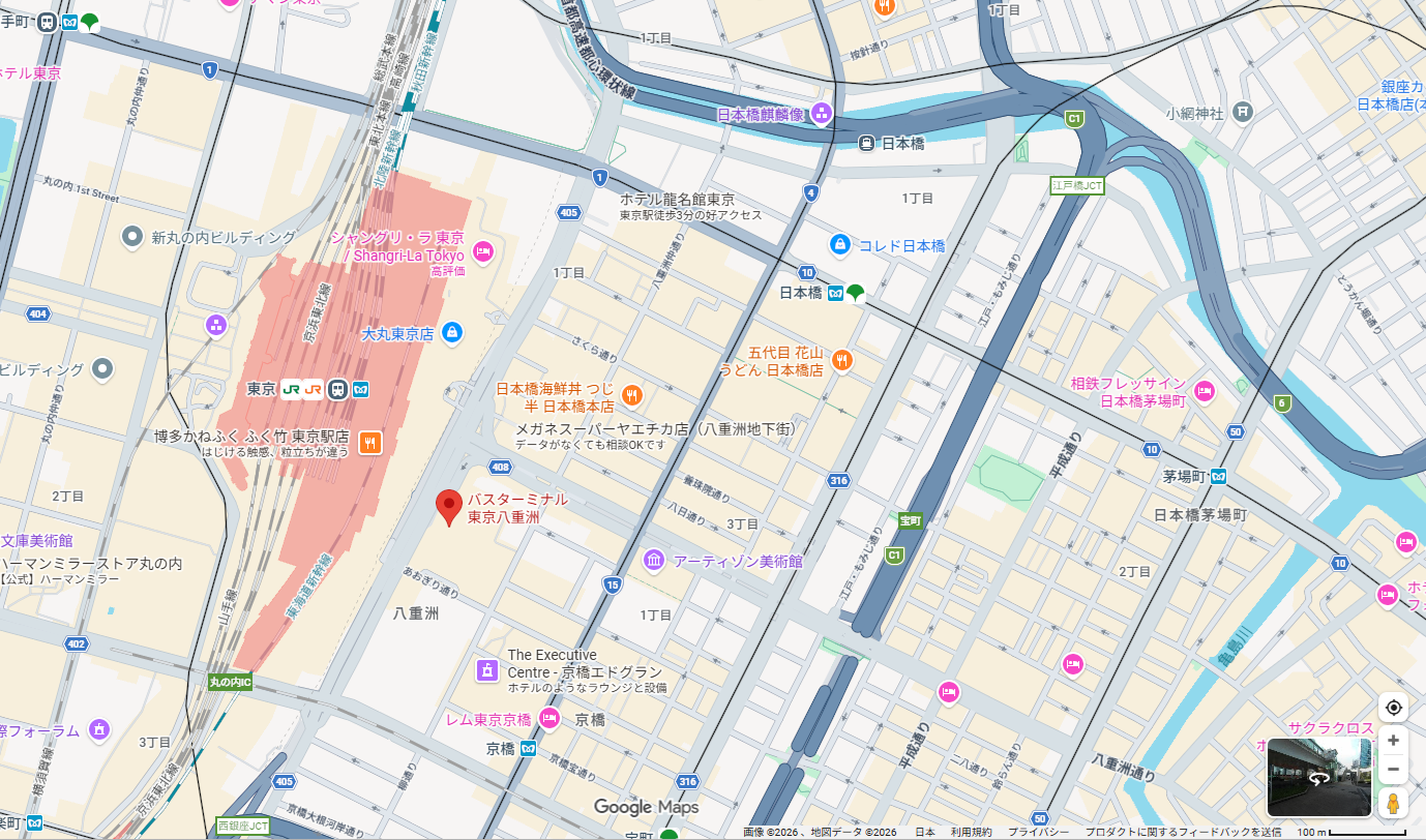 バスターミナル東京八重洲のりばはこちら