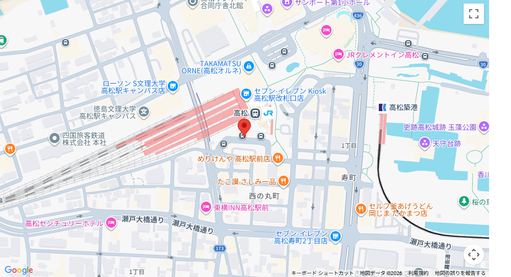 高松高速バスターミナルのりばはこちら